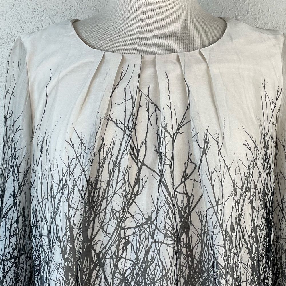 Nwt Roz & Ali Womens Black And Tan Long Sleeve Blouse Size M — image 2 of 8